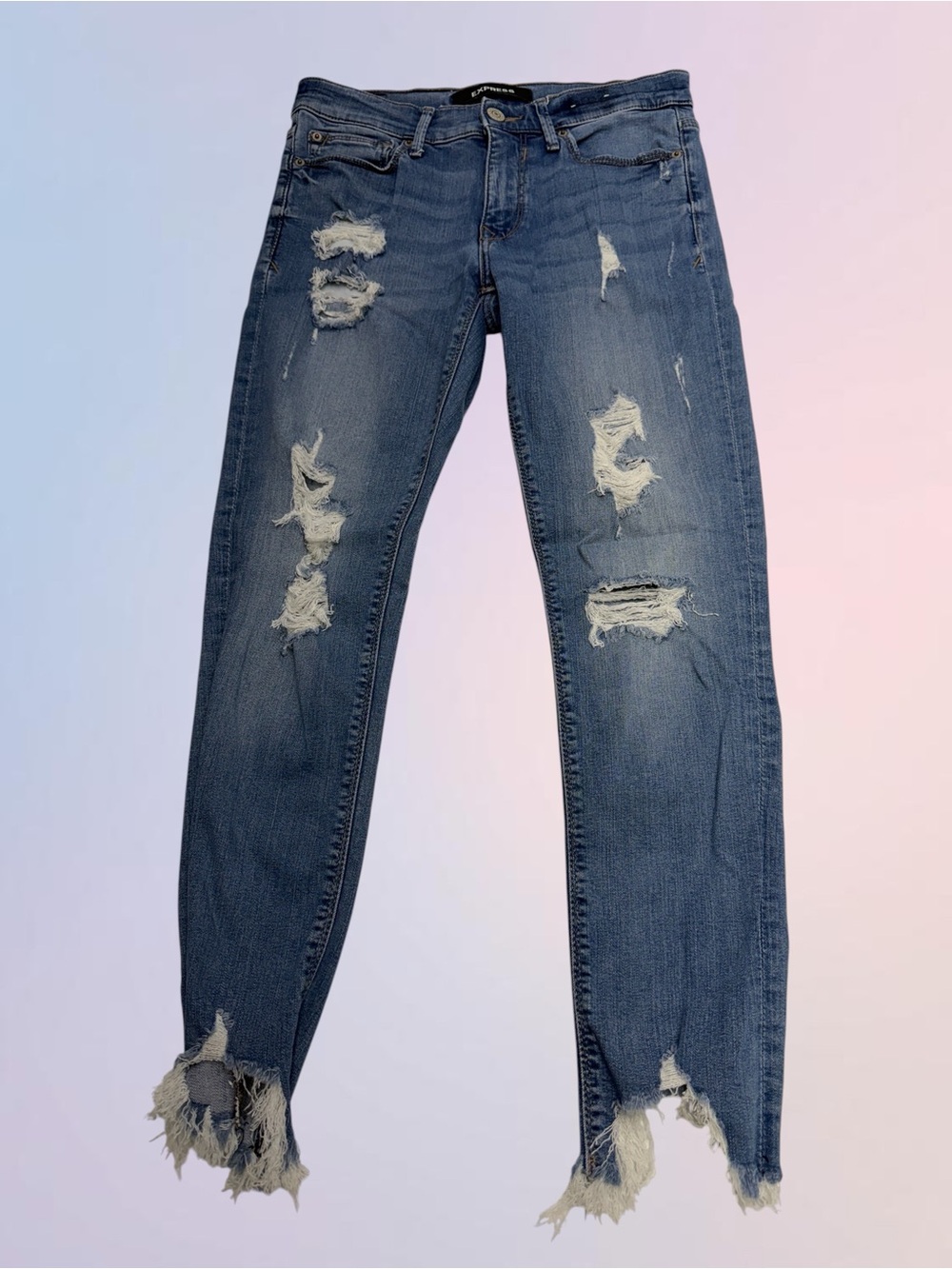 EXPRESS Women’s 4 Distressed Ankle Blue Jeans